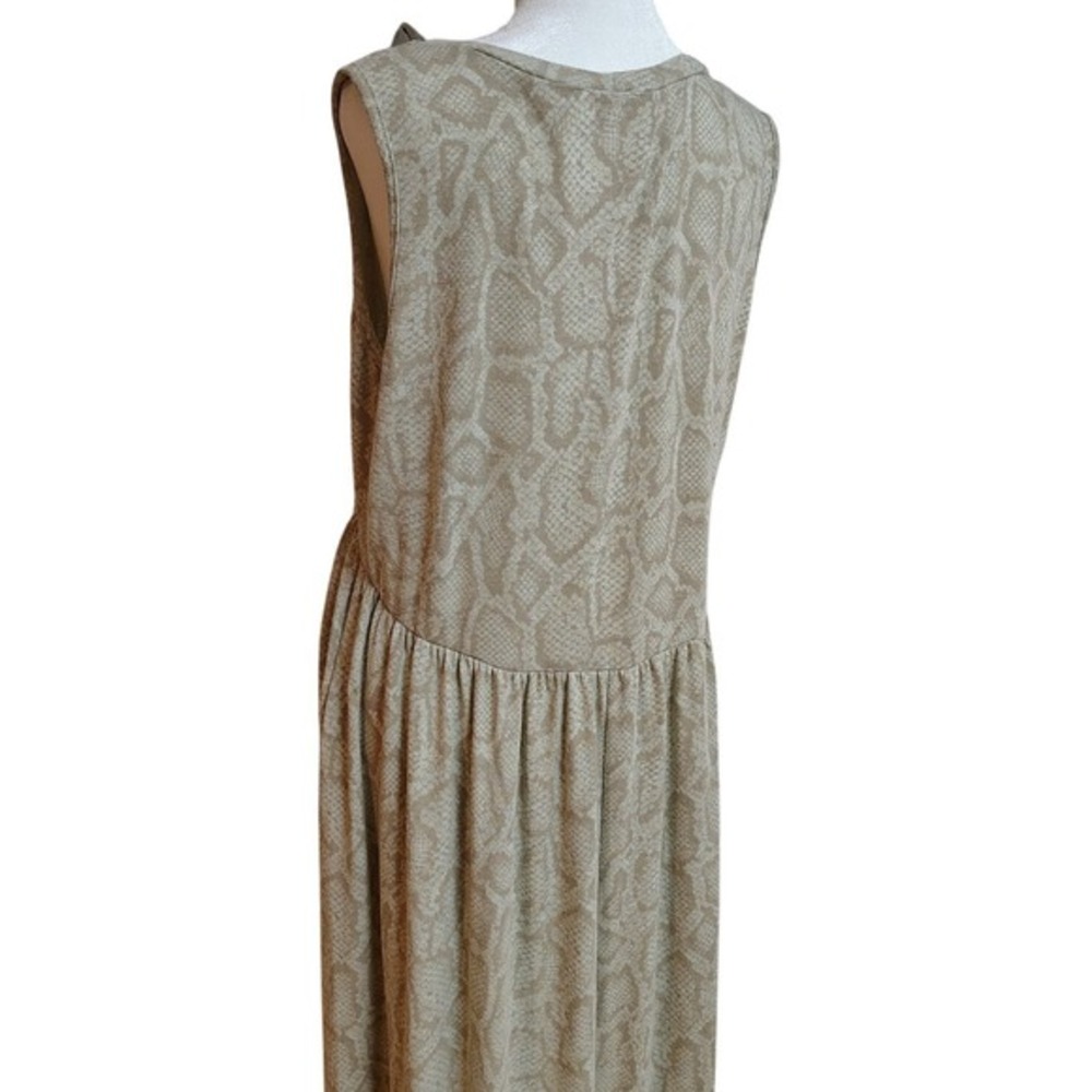 Jodifl Maxi Dress Women L Tan Snakeskin Print Sleeveless Empire Waist Pockets - Picture 3 of 9